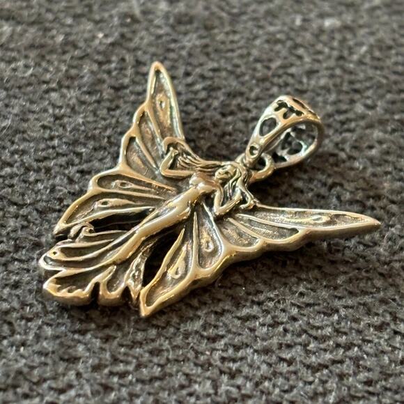 VTG Sterling Silver Art Nouveau Fairy Forklore Pendant  Stamped 925 - Picture 3 of 7